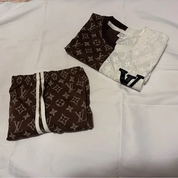 Kids Brown and White Designer Pajamas